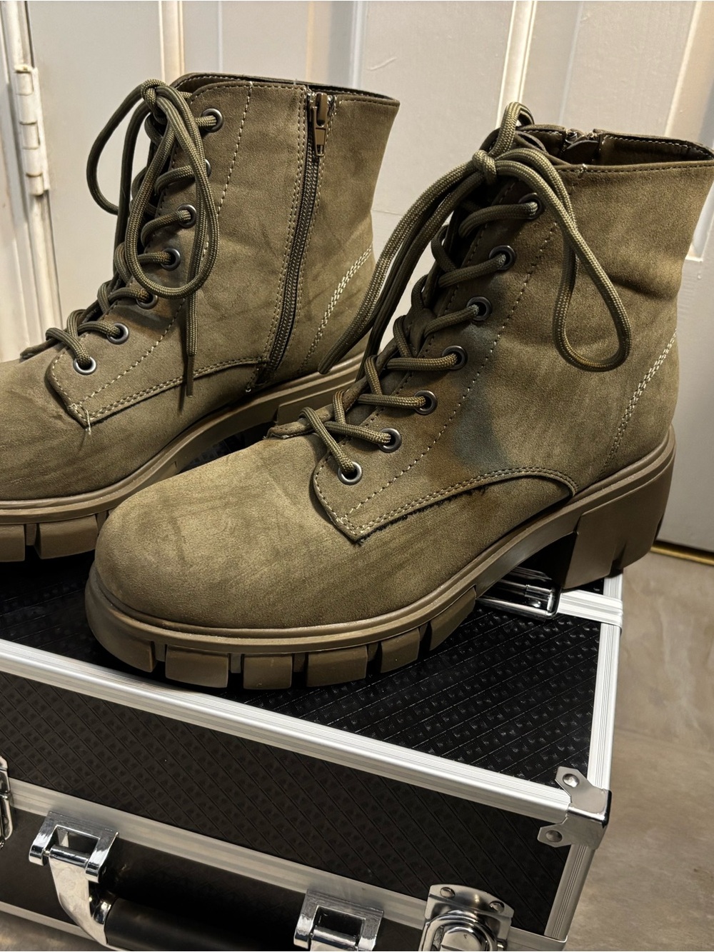 MIA Olive Lace-Up Chunky Combat Boots